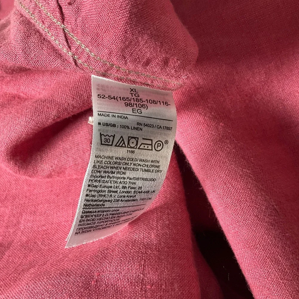 Banana Republic Shirt Mens XL Pink 100% Linen Standard Fit Coastal Minimalist XL
